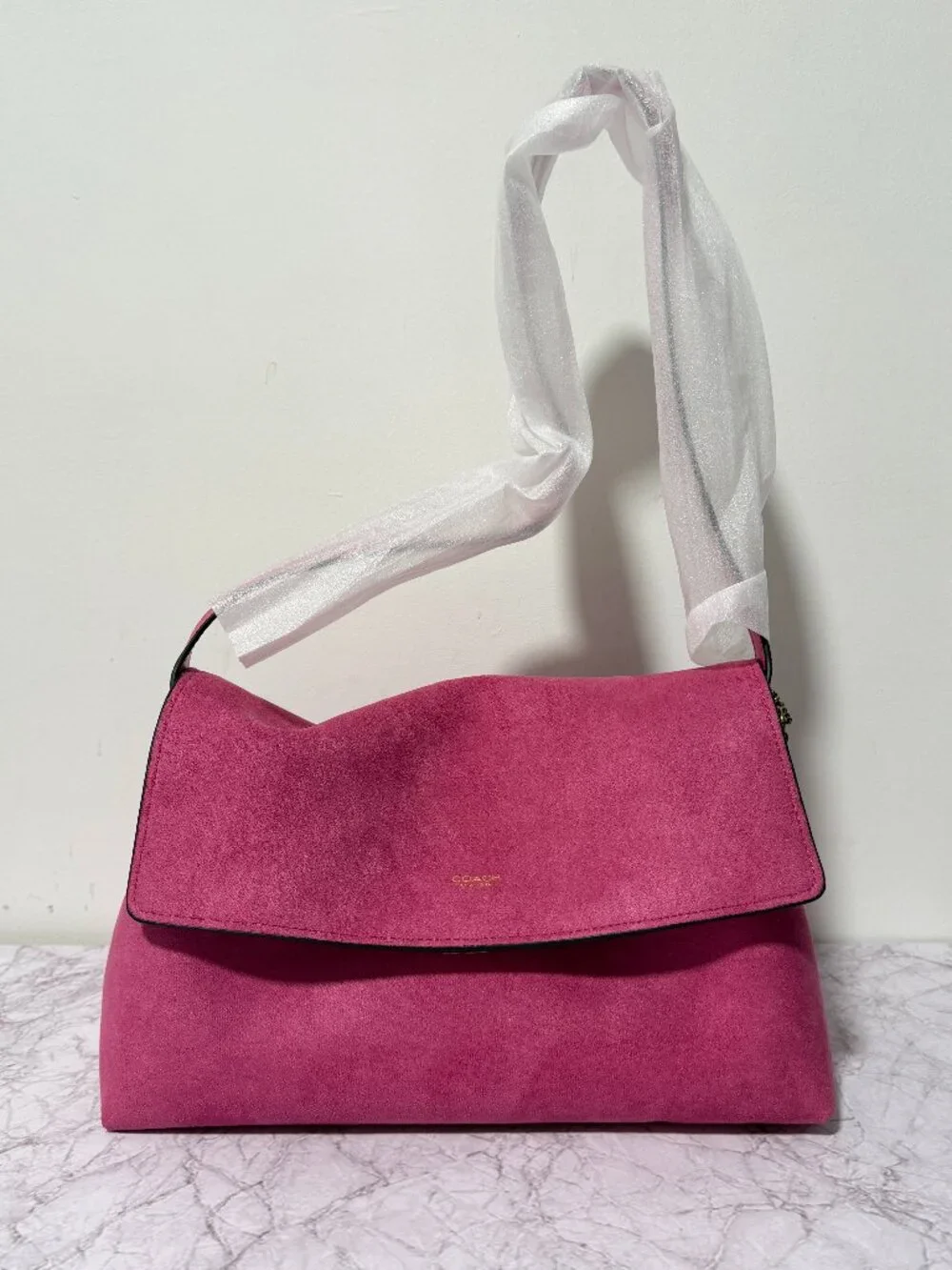 COACH Eliza Suede Flap Shoulder Bag, Pink